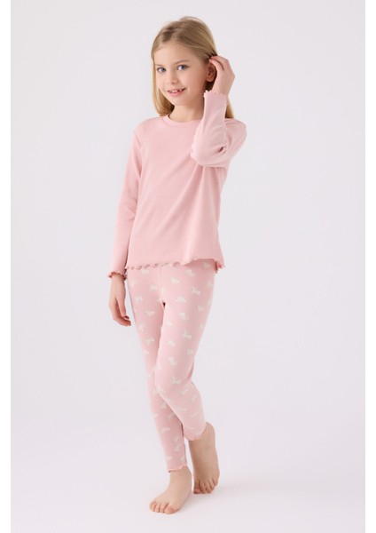 Kız Çocuk Uzun Kol Pijama Takım RP3458 Somon