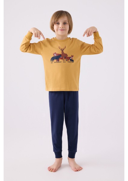 Erkek Çocuk Uzun Kol Pijama Takım RP3452 Hardal