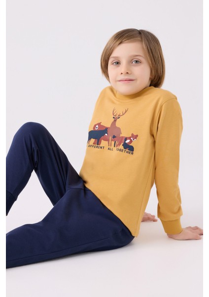 Erkek Çocuk Uzun Kol Pijama Takım RP3452 Hardal modelleri