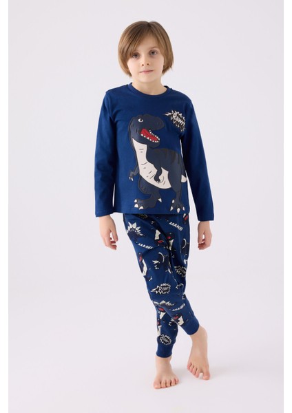 Erkek Çocuk Uzun Kol Pijama Takım RP3428 Koyu Indigo