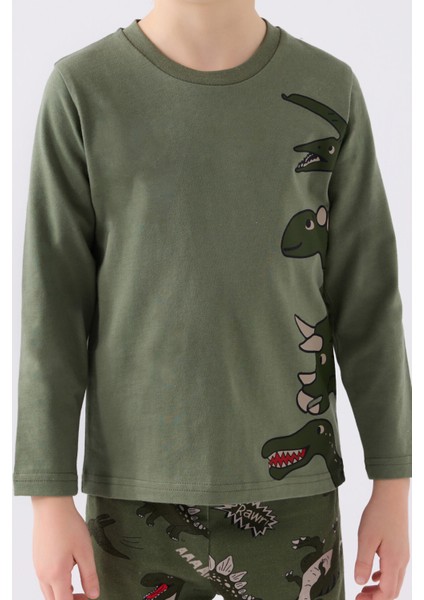 Erkek Çocuk Uzun Kol Pijama Takım RP3429 Haki fırsatları