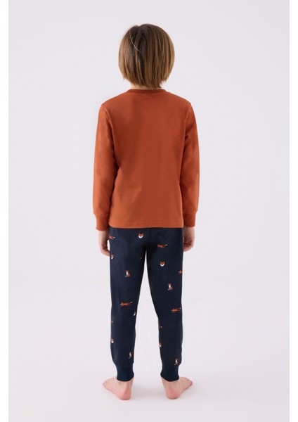 Erkek Çocuk Uzun Kol Pijama Takım RP3433 Açık Tarçın