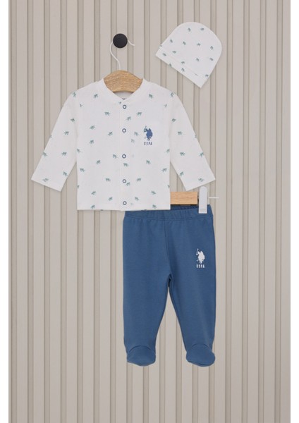 Erkek Bebek Patikli 3'lü Takım Krem