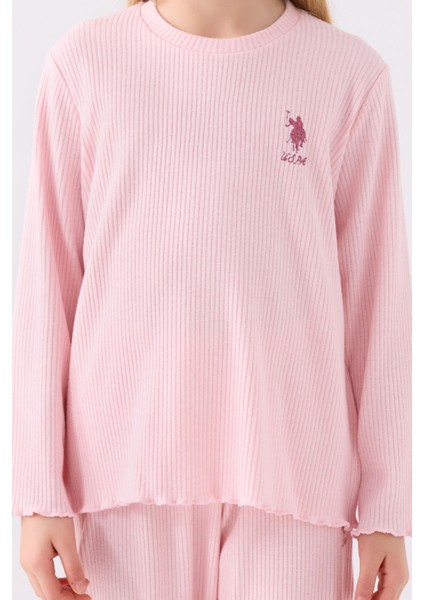 U.S. Polo Assn. Kız Çocuk Uzun Kol Pijama Takım US1986 Açık Pembe