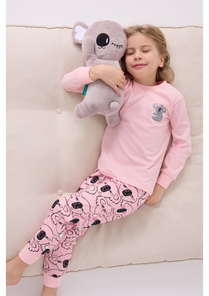 Kız Çocuk Uzun Kol Pijama Takım RP3491 Açık Pembe modelleri