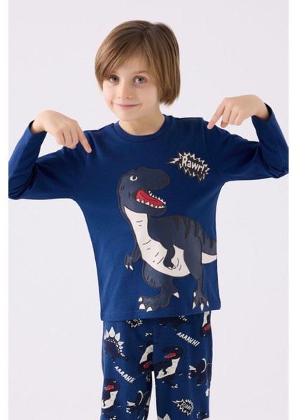 Erkek Çocuk Uzun Kol Pijama Takım RP3428 Koyu Indigo fiyatları