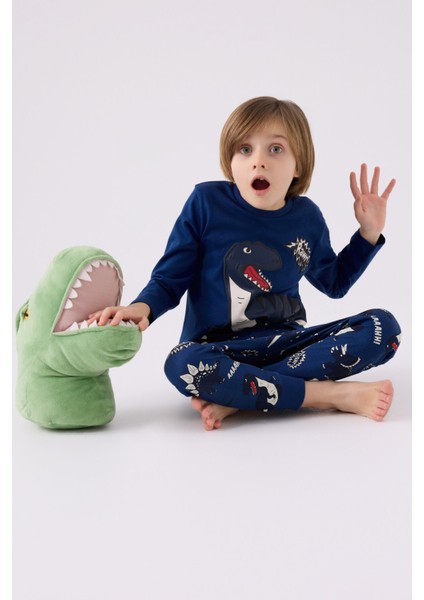 Erkek Çocuk Uzun Kol Pijama Takım RP3428 Koyu Indigo modelleri