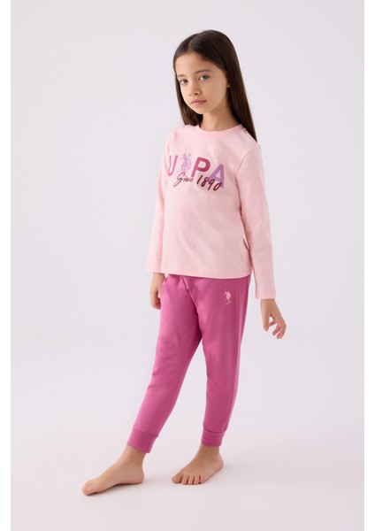 Kız Çocuk Pembe Uzun Kol Pijama Takım