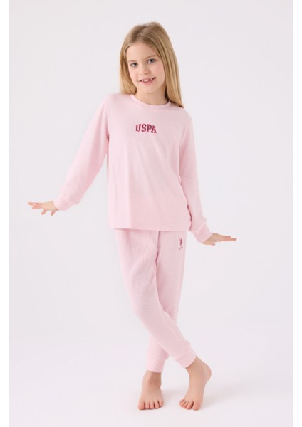 Kız Çocuk Uzun Kol Pijama Takım US1987 Açık Pembe