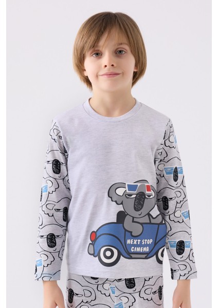 Erkek Çocuk Uzun Kol Pijama Takım RP3446 Kar Melanj modelleri