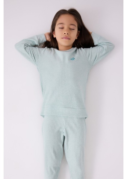 Kız Çocuk Uzun Kol Pijama Takım RP3464 Su Yeşili modelleri