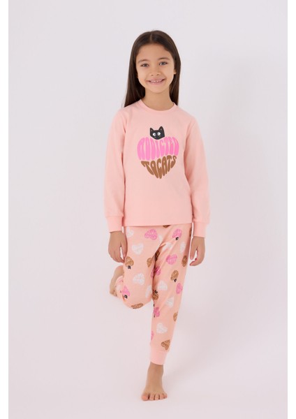 Kız Çocuk Pembe Uzun Kol Pijama Takım