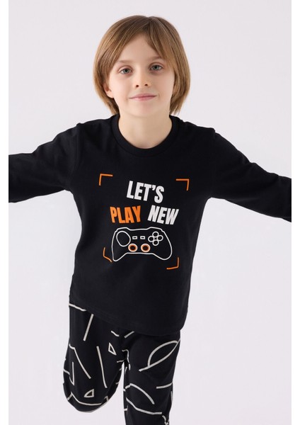 Erkek Çocuk Uzun Kol Pijama Takım RP3379 Siyah fiyatları