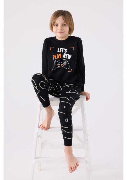 Erkek Çocuk Uzun Kol Pijama Takım RP3379 Siyah modelleri