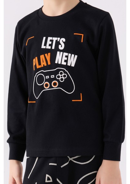 Erkek Çocuk Uzun Kol Pijama Takım RP3379 Siyah fırsatları