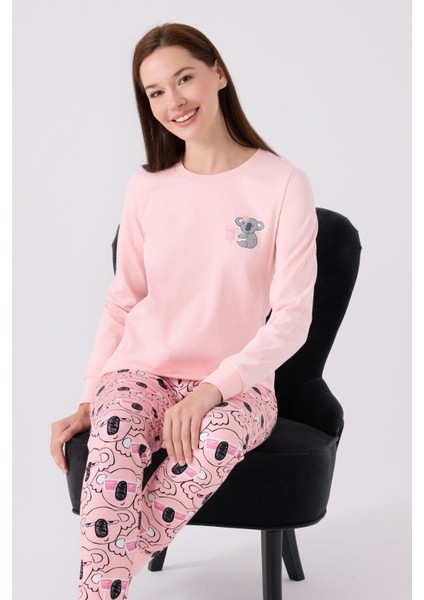 Kadın Pembe Uzun Kol Pijama Takım modelleri