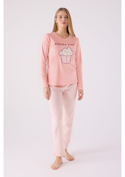 Kadın Uzun Kol Pijama Takım RP3479 Pembe