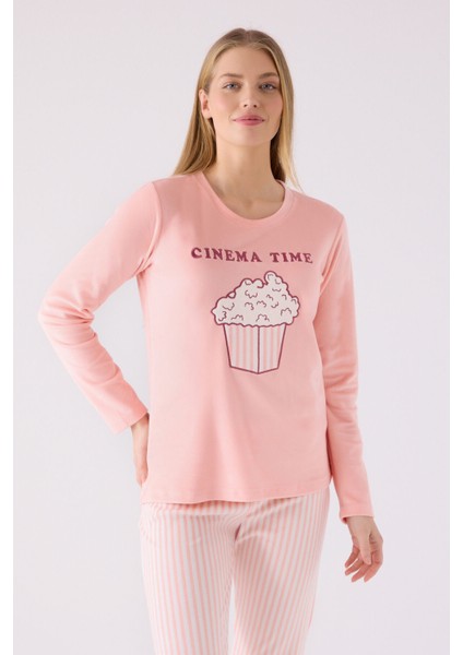 Kadın Uzun Kol Pijama Takım RP3479 Pembe