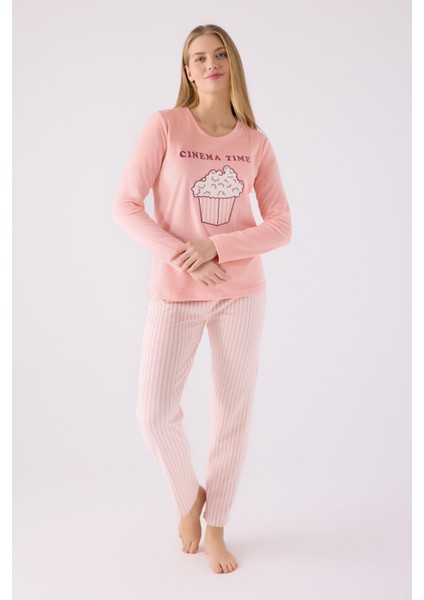 Kadın Uzun Kol Pijama Takım RP3479 Pembe