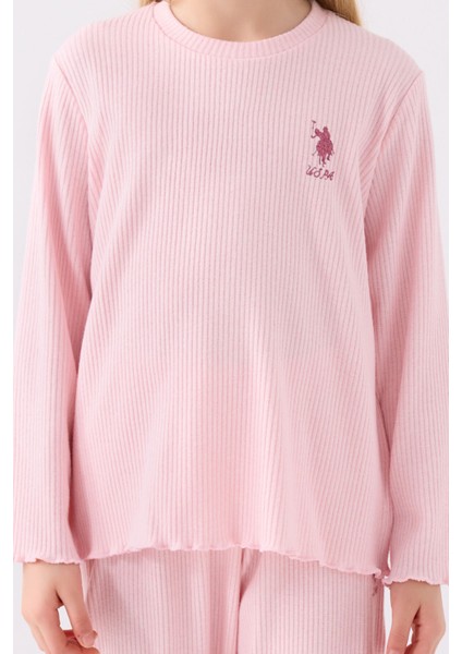 Kız Çocuk Uzun Kol Pijama Takım US1986 Açık Pembe