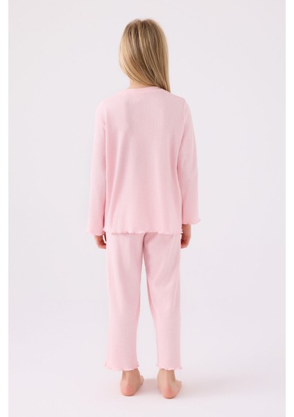Kız Çocuk Uzun Kol Pijama Takım US1986 Açık Pembe