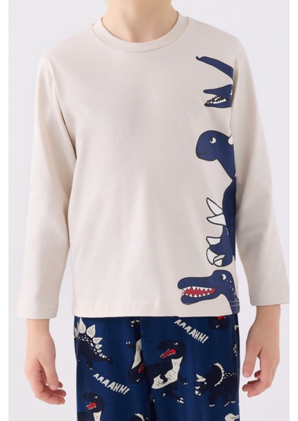 Erkek Çocuk Uzun Kol Pijama Takım RP3429 Bej fırsatları