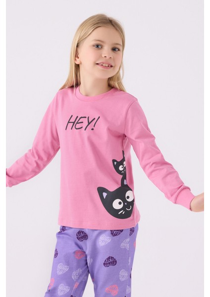Kız Çocuk Pembe Uzun Kol Pijama Takım fiyatları