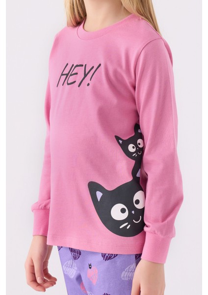 Kız Çocuk Pembe Uzun Kol Pijama Takım fırsatları