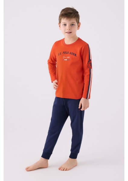 Erkek Çocuk Uzun Kol Pijama Takım US1911 Nar Çiçieği