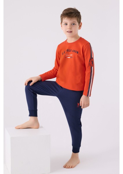 Erkek Çocuk Uzun Kol Pijama Takım US1911 Nar Çiçieği modelleri