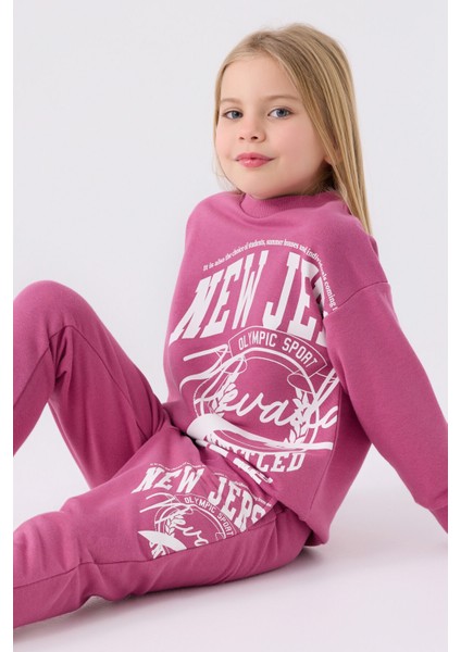 Kız Çocuk Eşofman Takımı Koyu Leylak Renkli Rahat Kullanım İçin Tasarlandı fiyatları