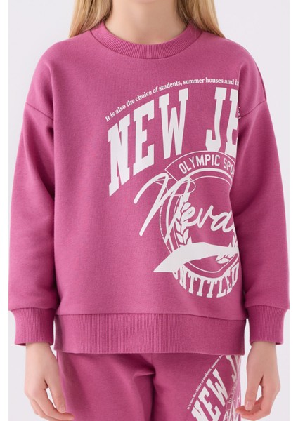 Kız Çocuk Eşofman Takımı Koyu Leylak Renkli Rahat Kullanım İçin Tasarlandı fırsatları