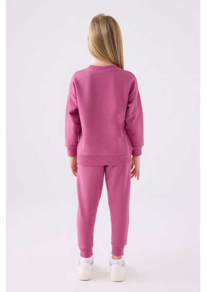 Kız Çocuk Eşofman Takımı Koyu Leylak Renkli Rahat Kullanım İçin Tasarlandı indirimleri