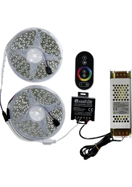 Hero Led 20 M Rgb Set Şerit LED + Touch Kumanda + Trafo + Splitter