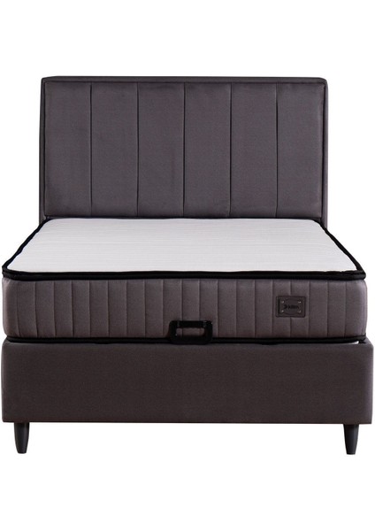 Royal Plus Sandıklı Baza Başlık Paket Yaylı Pedli Yatak Seti Antrasit