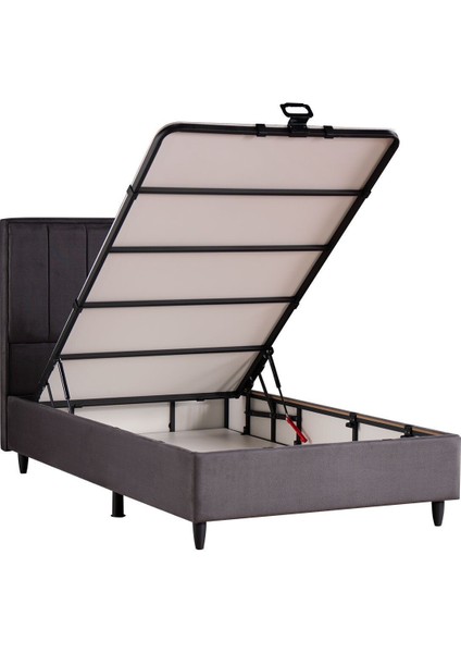 Royal Plus Sandıklı Baza Başlık Paket Yaylı Pedli Yatak Seti Antrasit