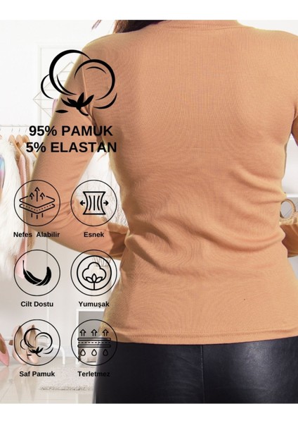 Kaşkorse Tam Boğazlı Body Sweatshirt, Pudra, M modelleri