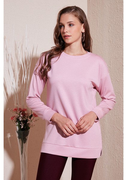 Streç Oversize Fit Bisiklet Yaka Modal Kumaş Sweat Bayan SWEAT 5865877