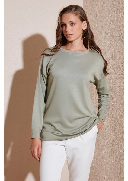 Streç Oversize Fit Bisiklet Yaka Modal Kumaş Sweat Bayan SWEAT 5865877