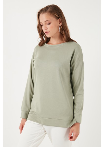 Streç Oversize Fit Bisiklet Yaka Modal Kumaş Sweat Bayan SWEAT 5865877 fiyatları