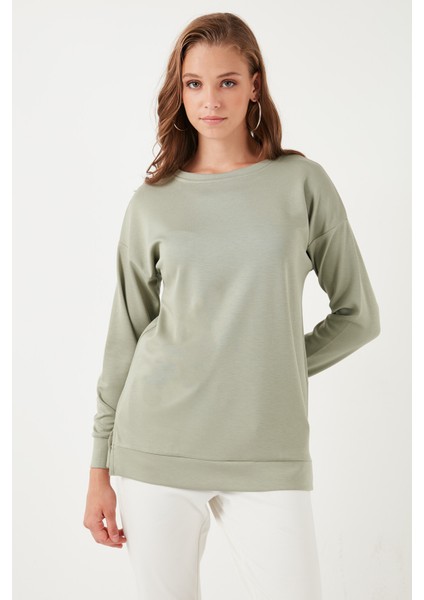 Streç Oversize Fit Bisiklet Yaka Modal Kumaş Sweat Bayan SWEAT 5865877 modelleri