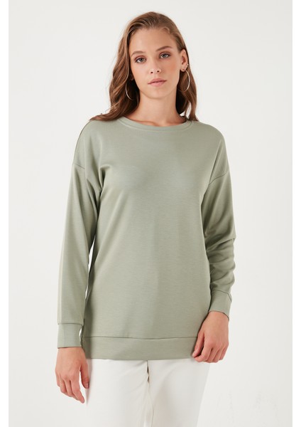 Streç Oversize Fit Bisiklet Yaka Modal Kumaş Sweat Bayan SWEAT 5865877 fırsatları