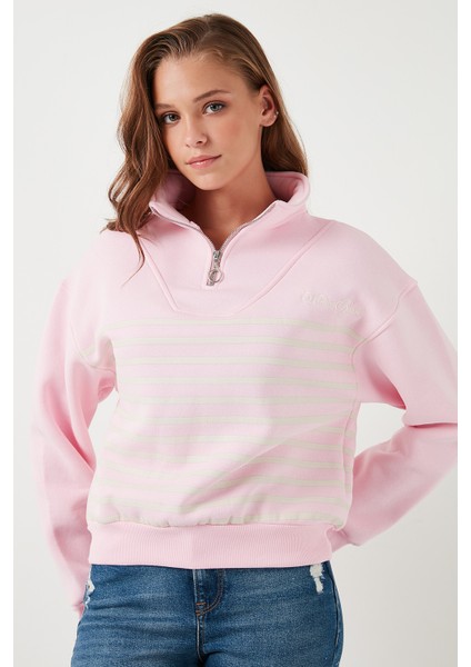 Streç Oversize Fit Yarım Fermuarlı Dik Yaka Sweat Bayan Sweat 5865883 modelleri