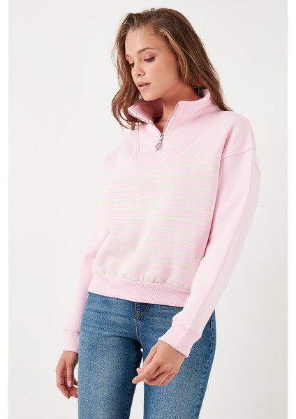 Streç Oversize Fit Yarım Fermuarlı Dik Yaka Sweat Bayan Sweat 5865883 fırsatları