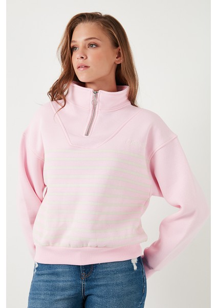 Streç Oversize Fit Yarım Fermuarlı Dik Yaka Sweat Bayan Sweat 5865883 indirimleri