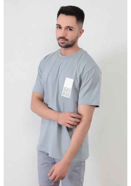 John Borners Açık Gri Erkek Extra Positive Baskılı Regular Kesim T-Shirt