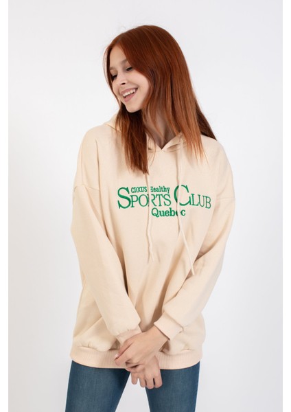 Kadın Sports Club Baskılı Sweatshirt