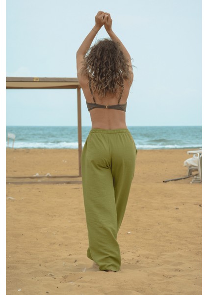 Kadın Açık Yeşil Keten Pantolon