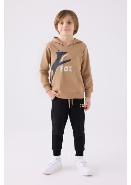 Erkek Çocuk Eşofman Takımı Koyu Krem Renkli Konforlu Tasarım 2023 Sezonu