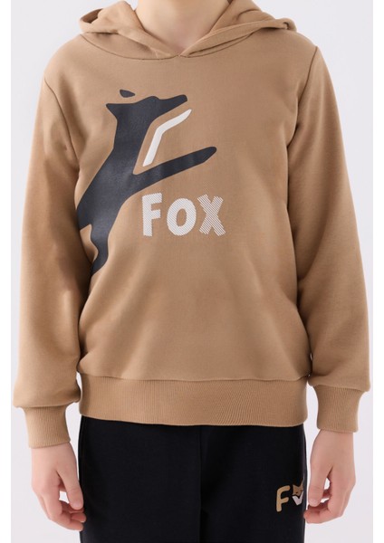 Erkek Çocuk Eşofman Takımı Koyu Krem Renkli Konforlu Tasarım 2023 Sezonu fırsatları